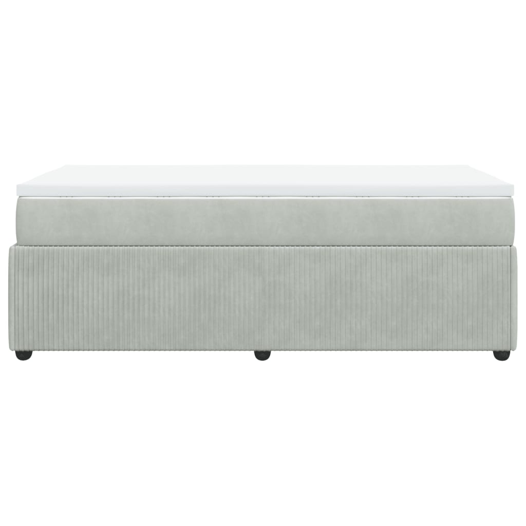 Boxspring met matras fluweel lichtgrijs 100x200 cm is nu te koop bij PeponiXL, paradijselijk wonen!