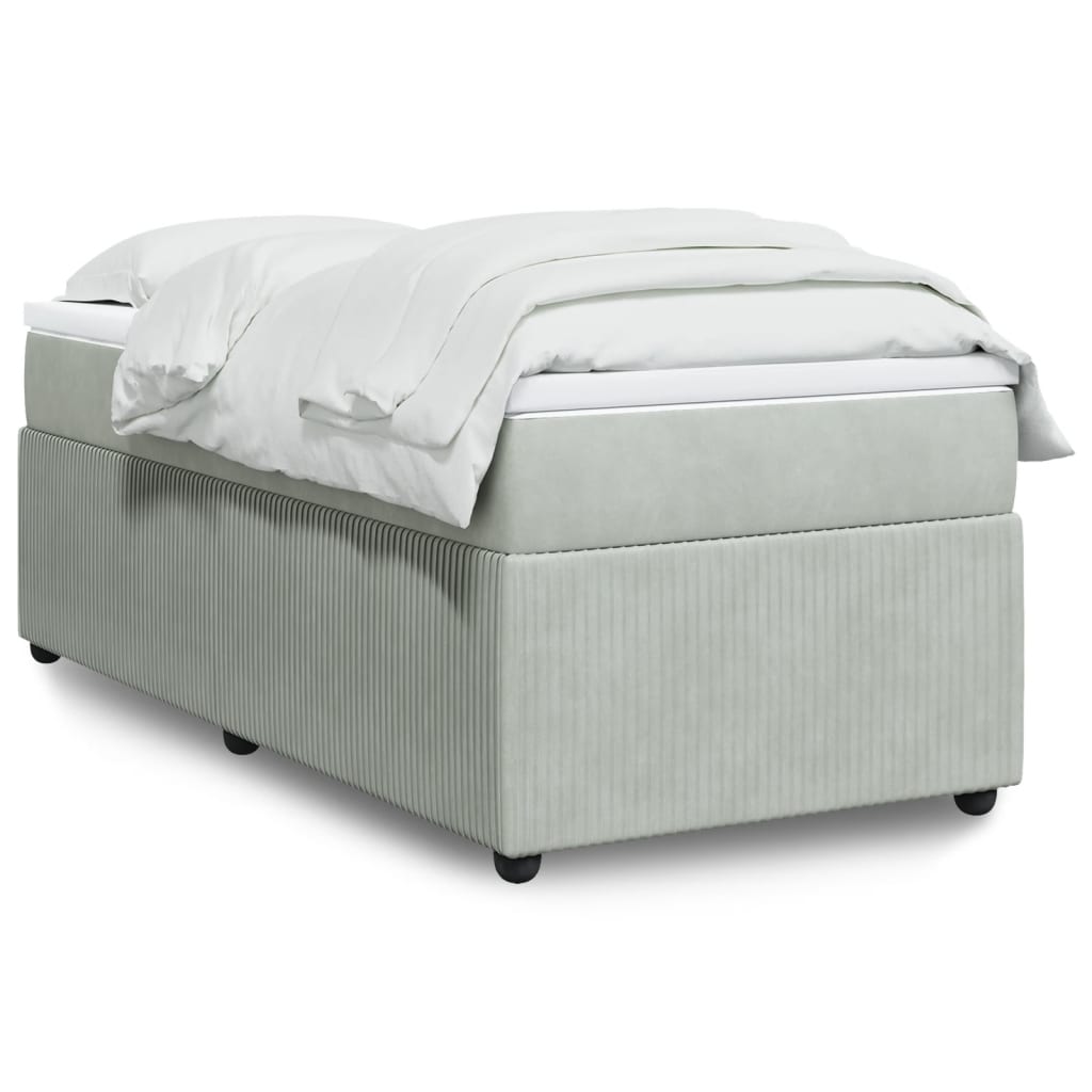 Boxspring met matras fluweel lichtgrijs 100x200 cm is nu te koop bij PeponiXL, paradijselijk wonen!