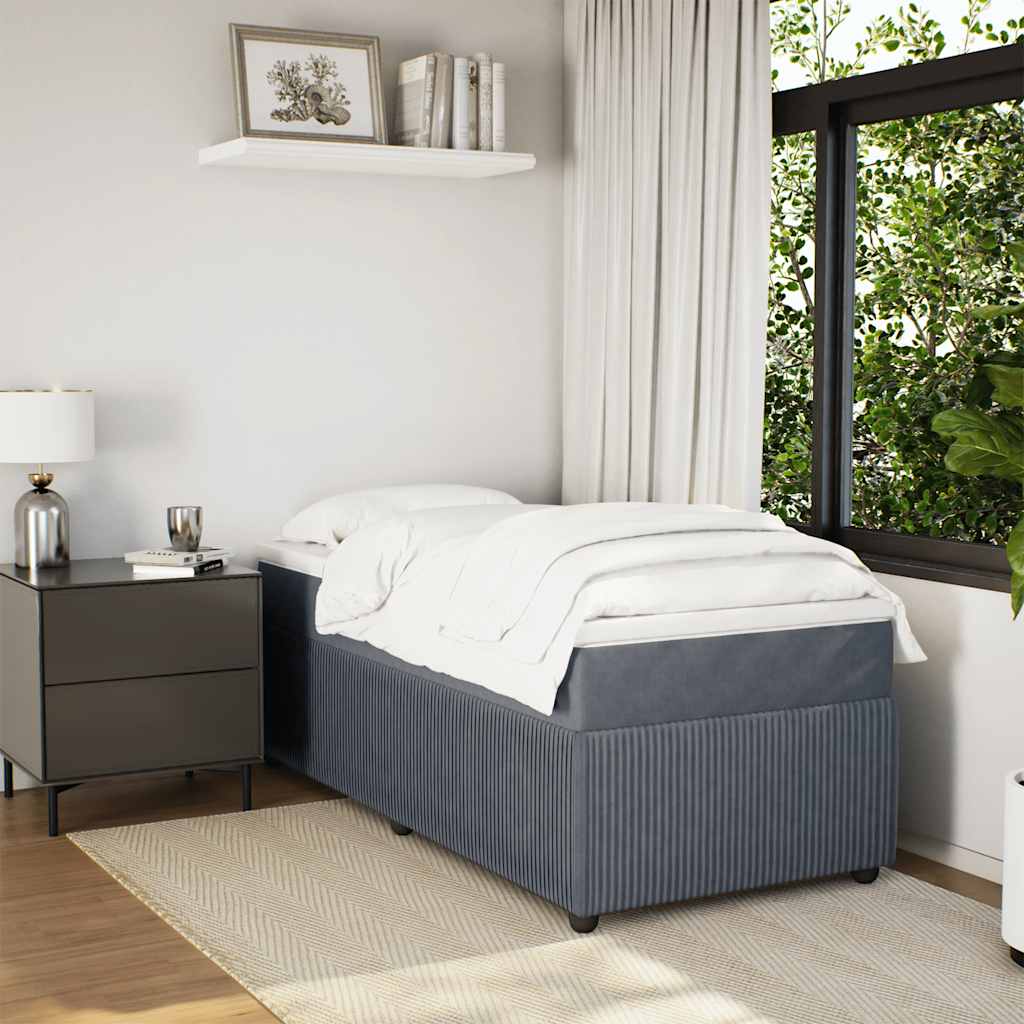 Boxspring met matras fluweel donkergrijs 100x200 cm is nu te koop bij PeponiXL, paradijselijk wonen!