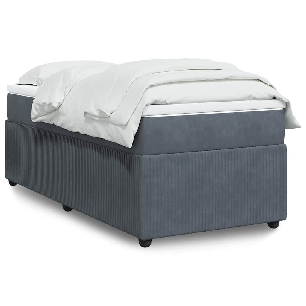 Boxspring met matras fluweel donkergrijs 100x200 cm is nu te koop bij PeponiXL, paradijselijk wonen!