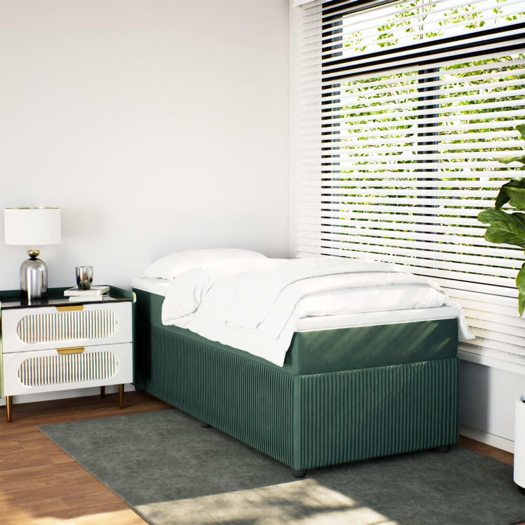 Boxspring met matras fluweel donkergroen 100x200 cm is nu te koop bij PeponiXL, paradijselijk wonen!