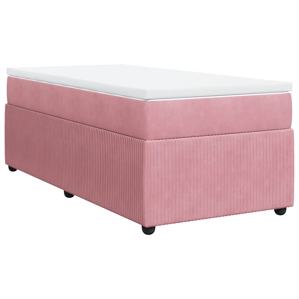 Boxspring met matras fluweel roze 100x200 cm is nu te koop bij PeponiXL, paradijselijk wonen!