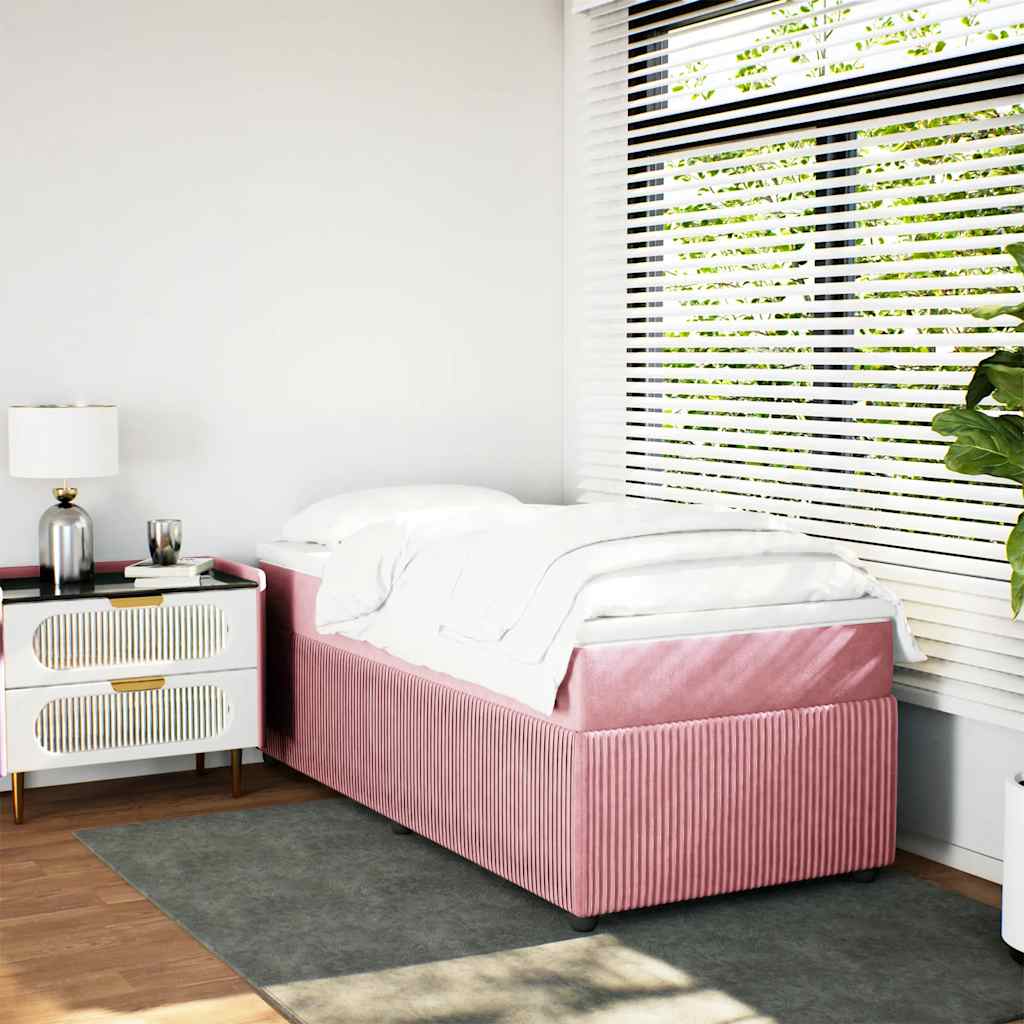 Boxspring met matras fluweel roze 100x200 cm is nu te koop bij PeponiXL, paradijselijk wonen!