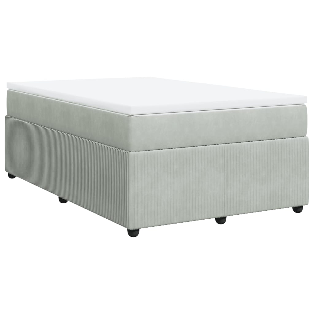 Boxspring met matras fluweel lichtgrijs 120x190 cm is nu te koop bij PeponiXL, paradijselijk wonen!