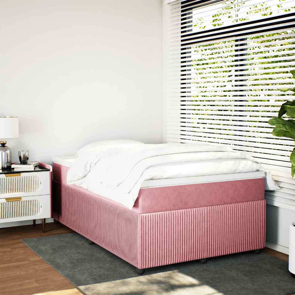 Boxspring met matras fluweel roze 120x190 cm is nu te koop bij PeponiXL, paradijselijk wonen!