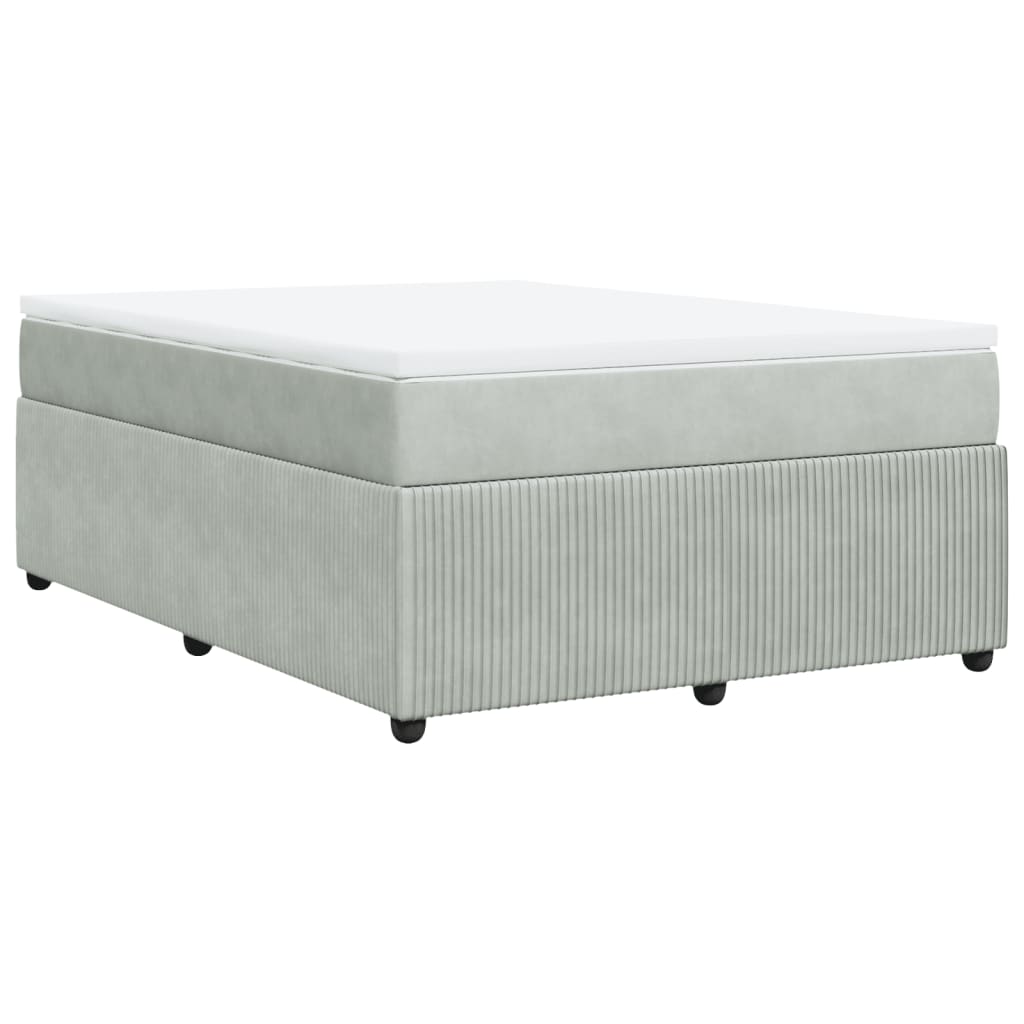 Boxspring met matras fluweel lichtgrijs 140x190 cm is nu te koop bij PeponiXL, paradijselijk wonen!