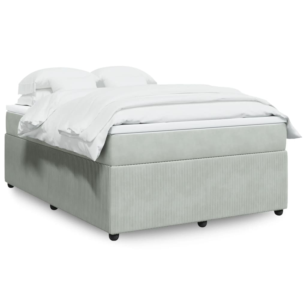 Boxspring met matras fluweel lichtgrijs 140x190 cm is nu te koop bij PeponiXL, paradijselijk wonen!