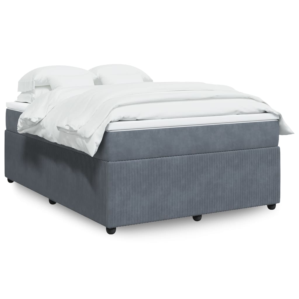 Boxspring met matras fluweel donkergrijs 140x190 cm is nu te koop bij PeponiXL, paradijselijk wonen!
