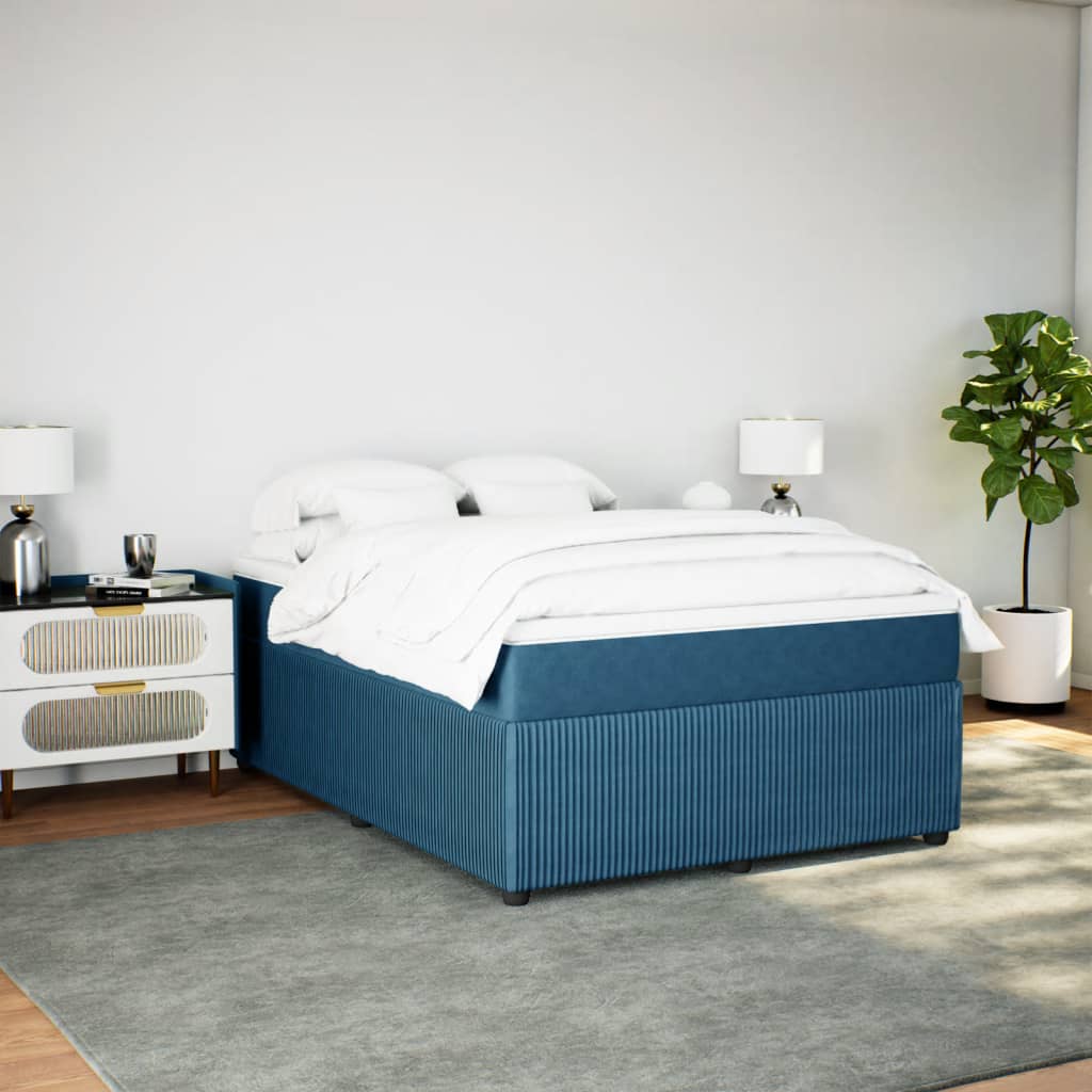 Boxspring met matras fluweel donkerblauw 140x190 cm is nu te koop bij PeponiXL, paradijselijk wonen!