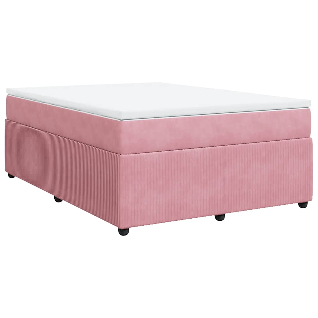 Boxspring met matras fluweel roze 140x190 cm is nu te koop bij PeponiXL, paradijselijk wonen!