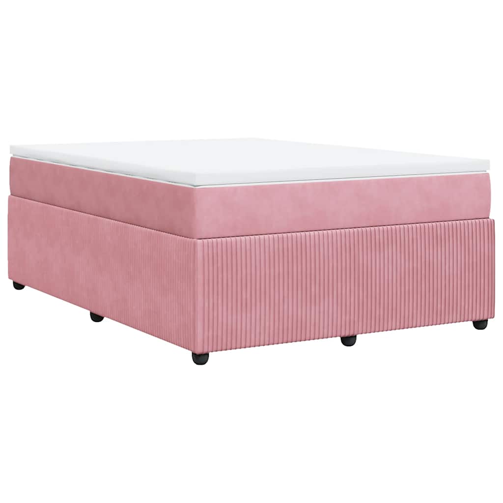 Boxspring met matras fluweel roze 140x190 cm is nu te koop bij PeponiXL, paradijselijk wonen!