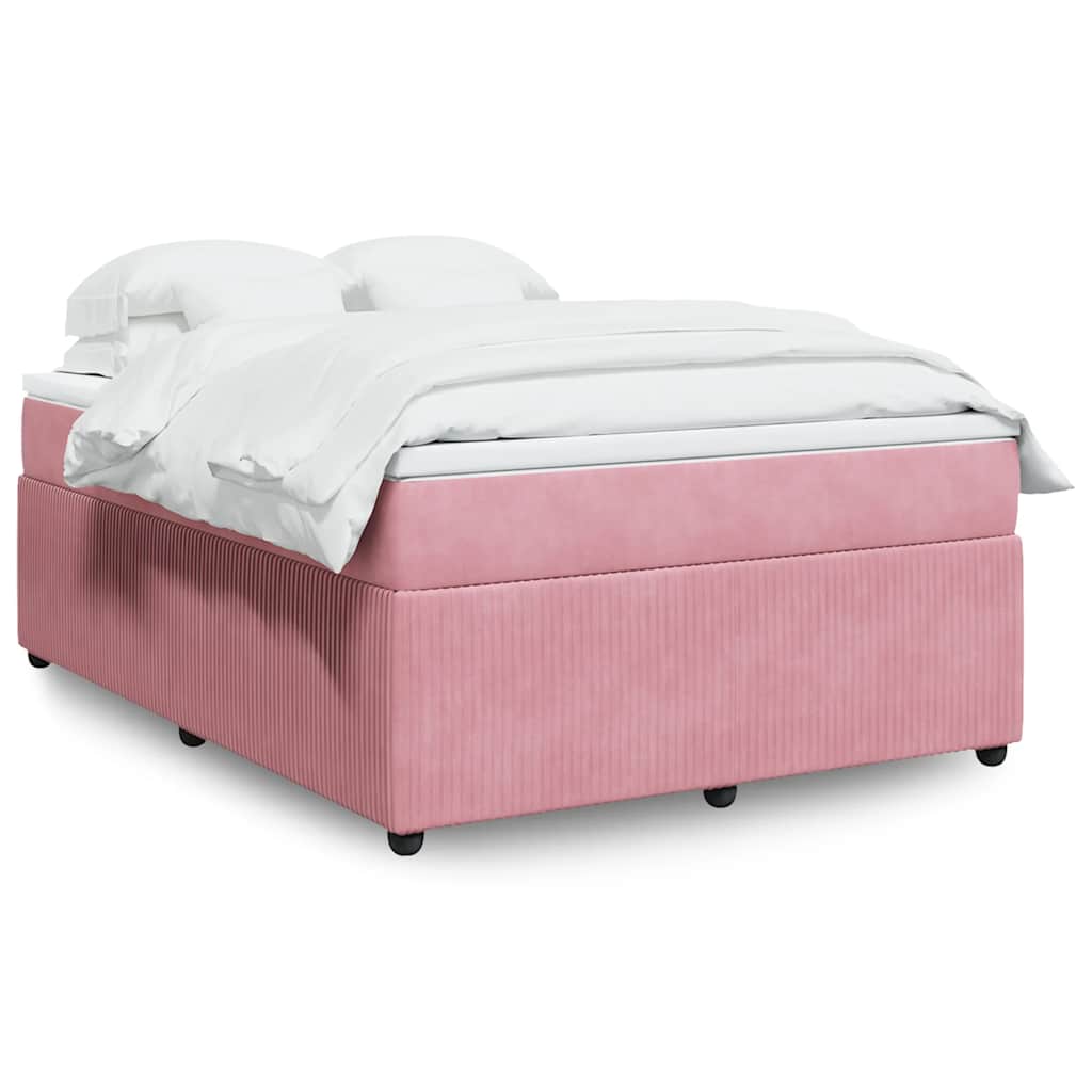 Boxspring met matras fluweel roze 140x190 cm is nu te koop bij PeponiXL, paradijselijk wonen!