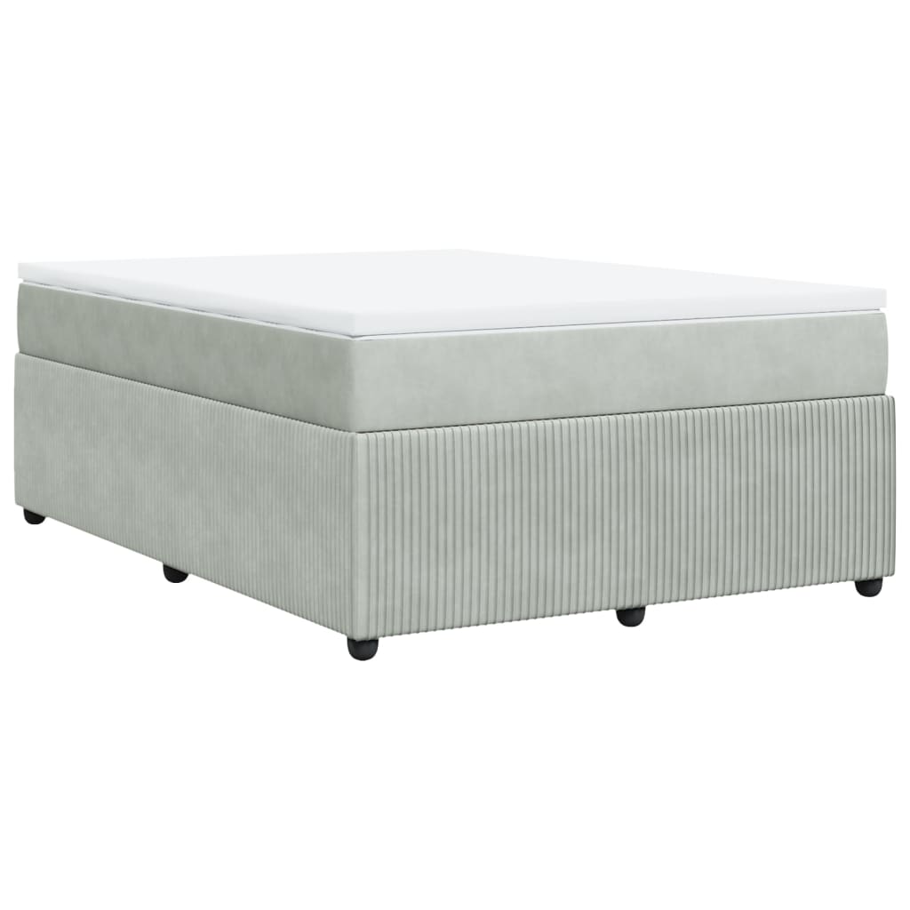 Boxspring met matras fluweel lichtgrijs 140x200 cm is nu te koop bij PeponiXL, paradijselijk wonen!