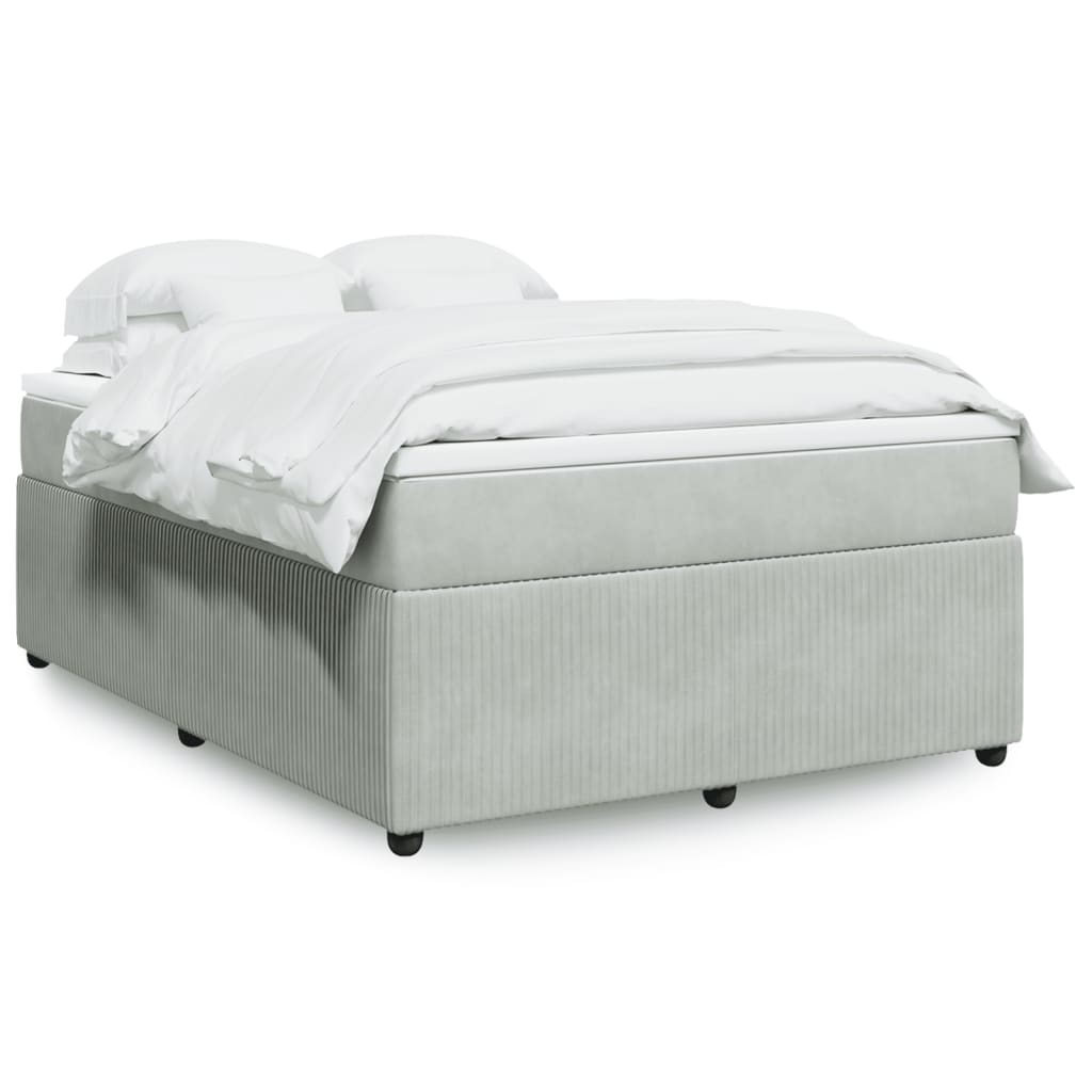 Boxspring met matras fluweel lichtgrijs 140x200 cm is nu te koop bij PeponiXL, paradijselijk wonen!