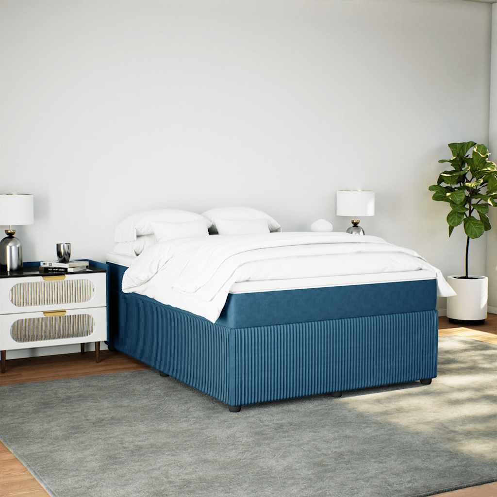 Boxspring met matras fluweel donkerblauw 140x200 cm is nu te koop bij PeponiXL, paradijselijk wonen!