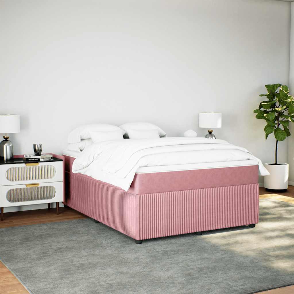 Boxspring met matras fluweel roze 140x200 cm is nu te koop bij PeponiXL, paradijselijk wonen!