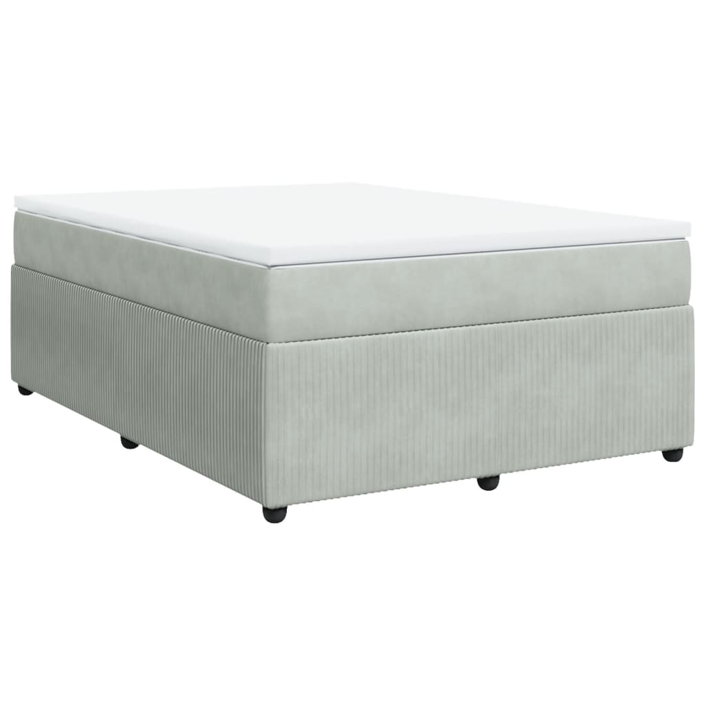 Boxspring met matras fluweel lichtgrijs 160x200 cm is nu te koop bij PeponiXL, paradijselijk wonen!