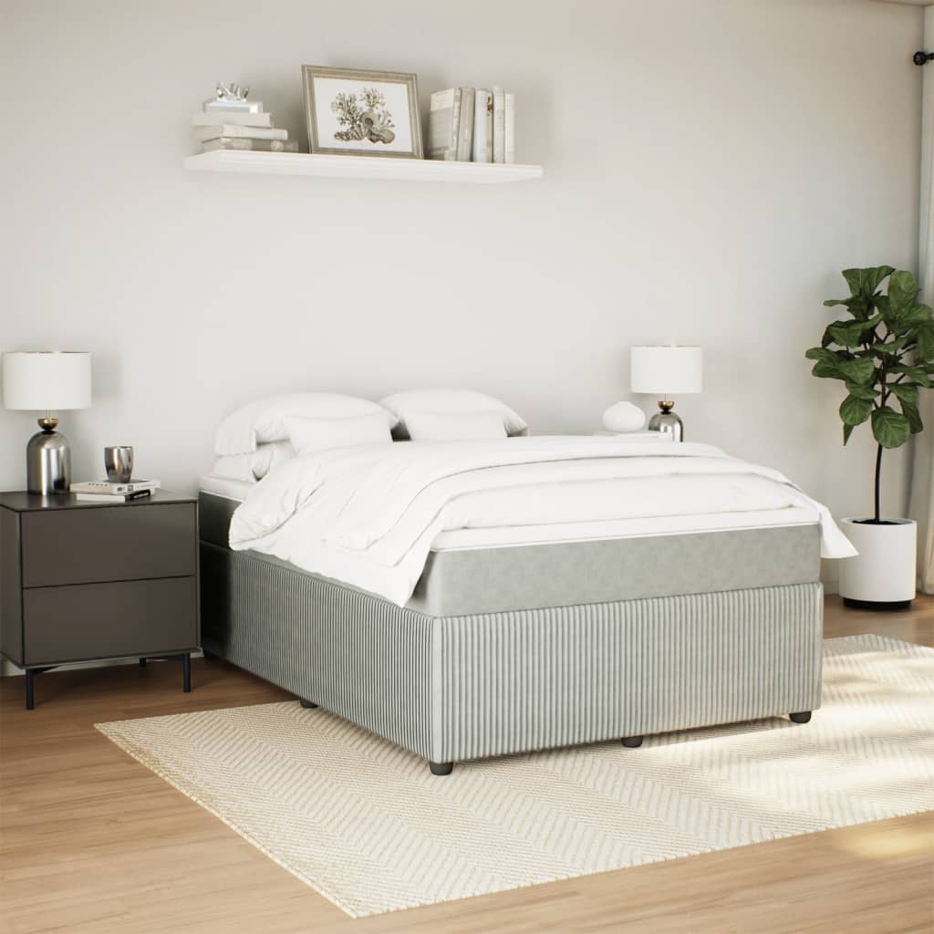 Boxspring met matras fluweel lichtgrijs 160x200 cm is nu te koop bij PeponiXL, paradijselijk wonen!