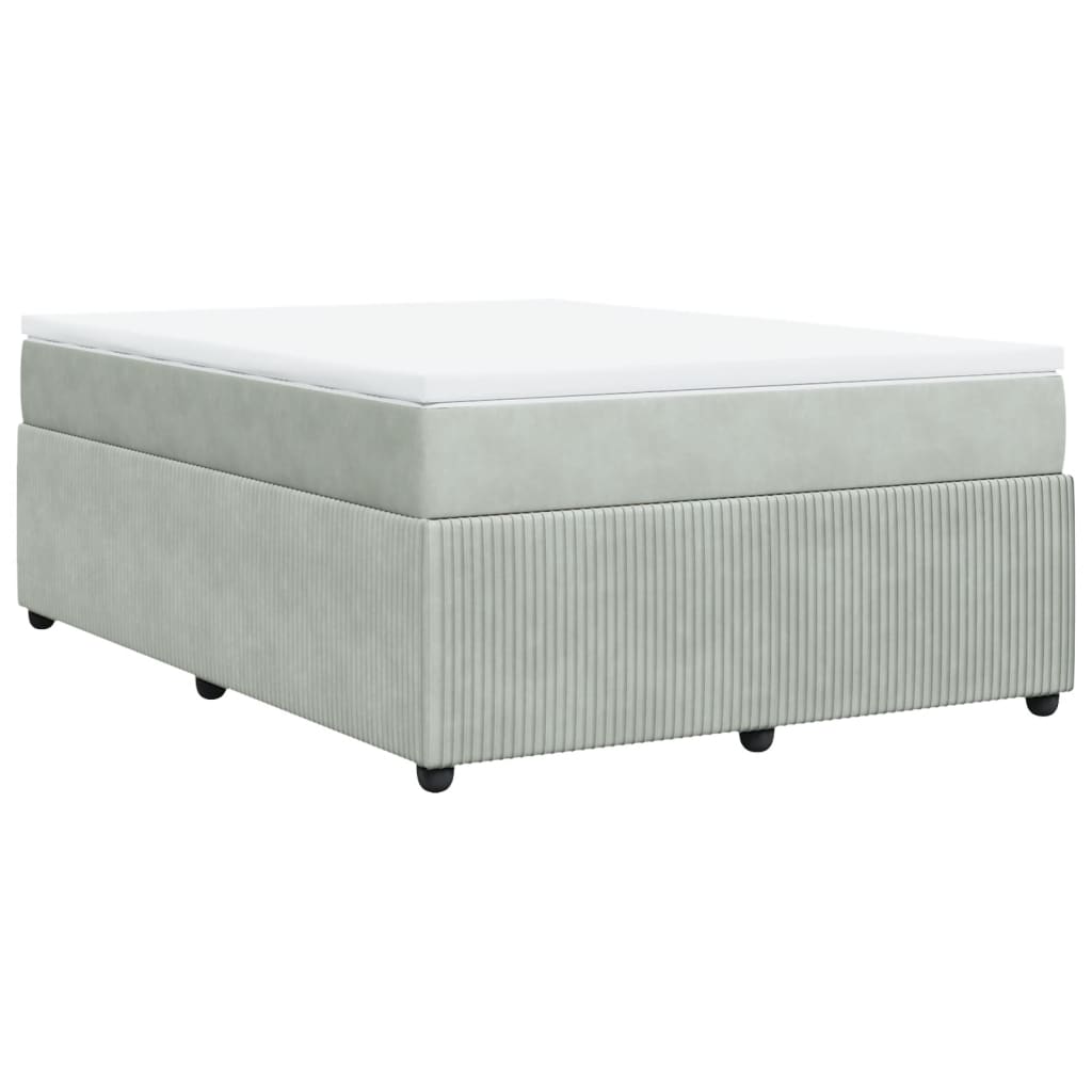 Boxspring met matras fluweel lichtgrijs 160x200 cm is nu te koop bij PeponiXL, paradijselijk wonen!