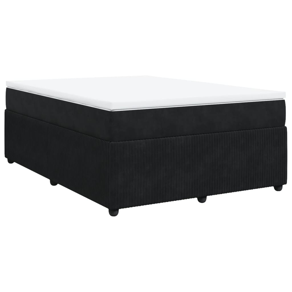 Boxspring met matras fluweel zwart 160x200 cm is nu te koop bij PeponiXL, paradijselijk wonen!