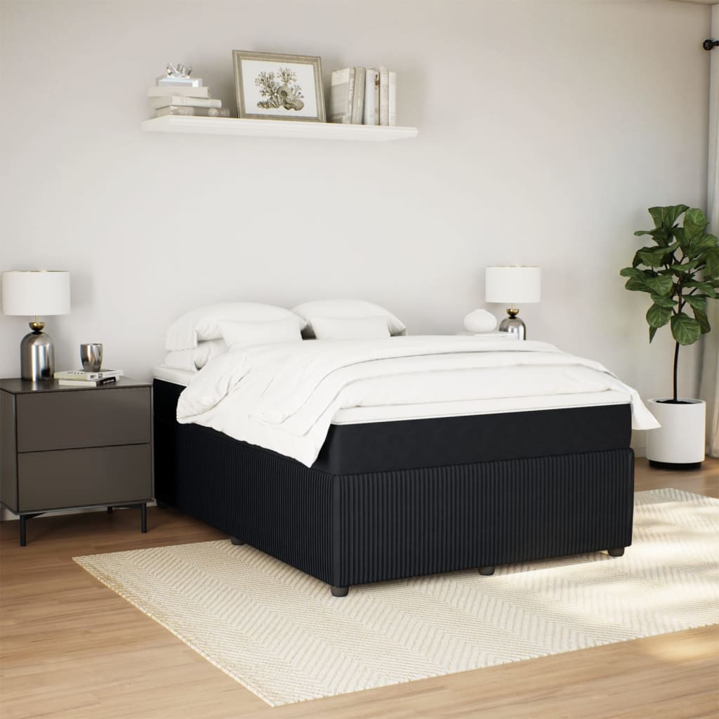 Boxspring met matras fluweel zwart 160x200 cm is nu te koop bij PeponiXL, paradijselijk wonen!