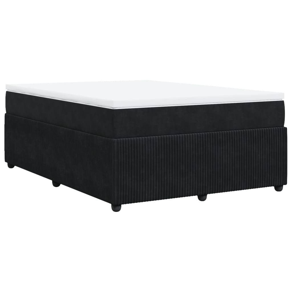 Boxspring met matras fluweel zwart 160x200 cm is nu te koop bij PeponiXL, paradijselijk wonen!