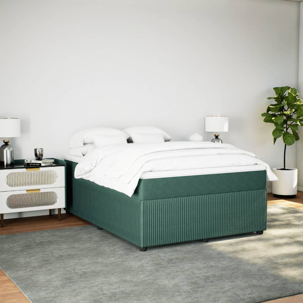 Boxspring met matras fluweel donkergroen 160x200 cm is nu te koop bij PeponiXL, paradijselijk wonen!