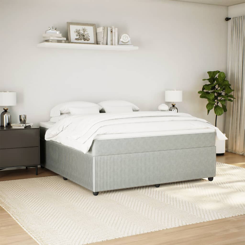 Boxspring met matras fluweel lichtgrijs 180x200 cm is nu te koop bij PeponiXL, paradijselijk wonen!