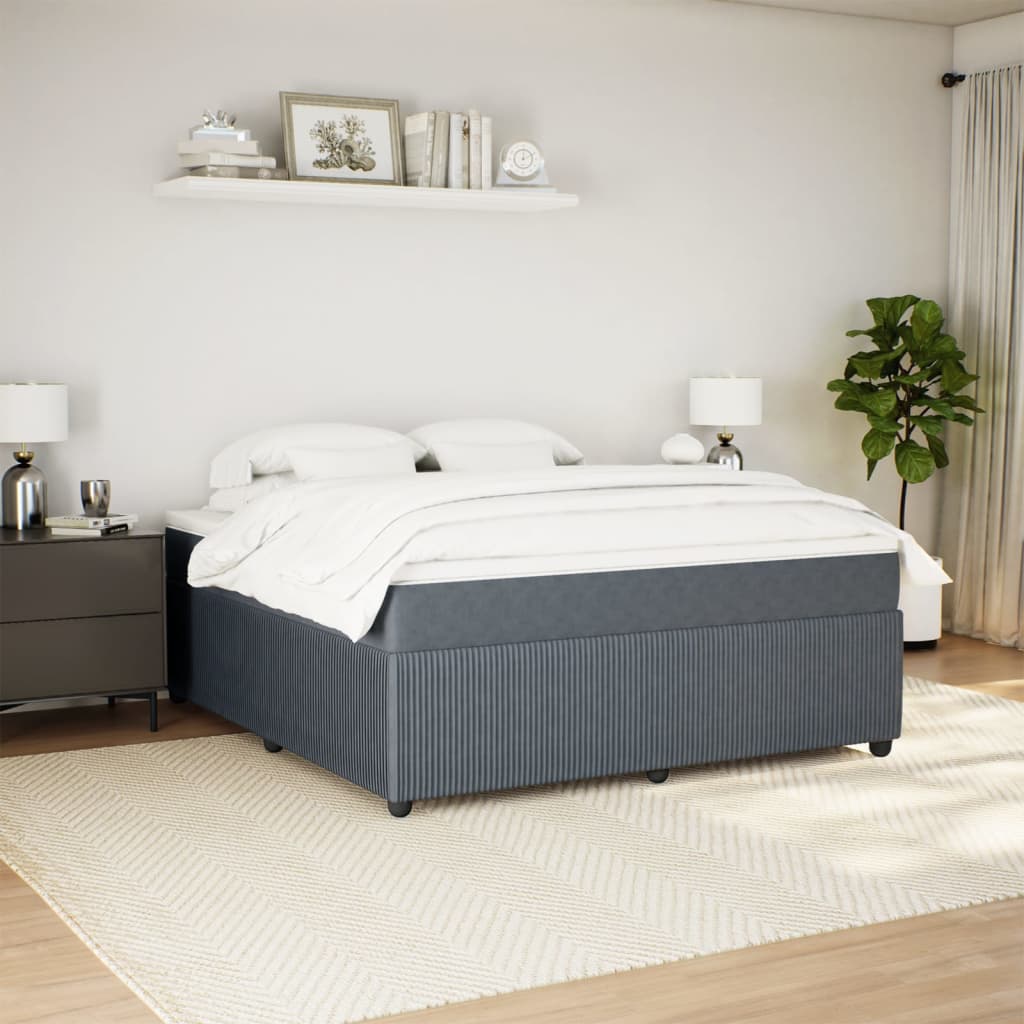 Boxspring met matras fluweel donkergrijs 180x200 cm is nu te koop bij PeponiXL, paradijselijk wonen!