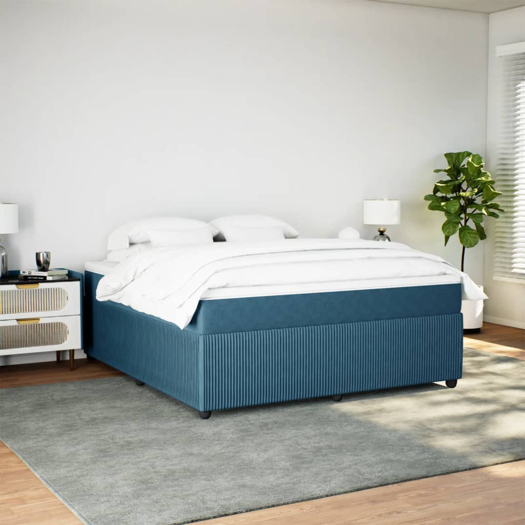 Boxspring met matras fluweel donkerblauw 180x200 cm is nu te koop bij PeponiXL, paradijselijk wonen!