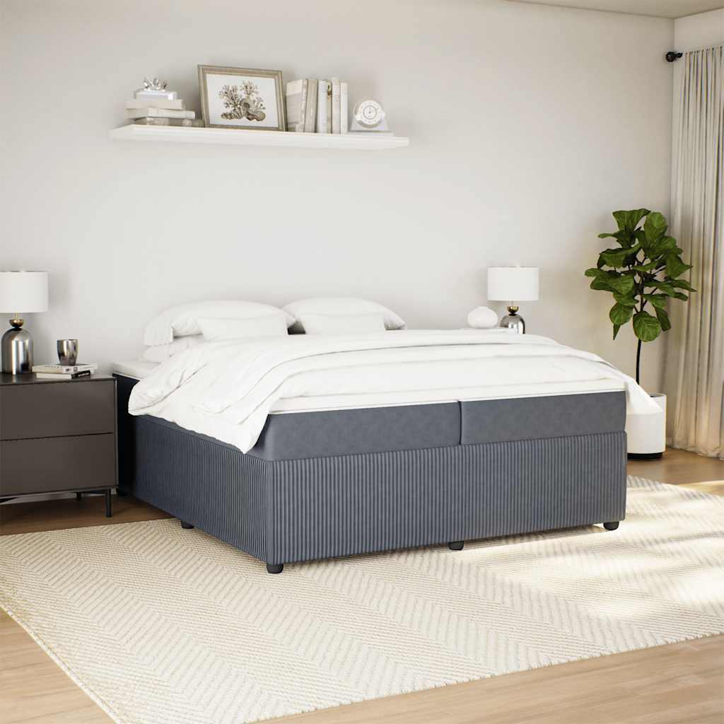Boxspring met matras fluweel donkergrijs 200x200 cm is nu te koop bij PeponiXL, paradijselijk wonen!