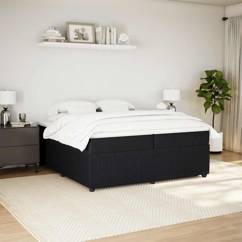 Boxspring met matras fluweel zwart 200x200 cm is nu te koop bij PeponiXL, paradijselijk wonen!