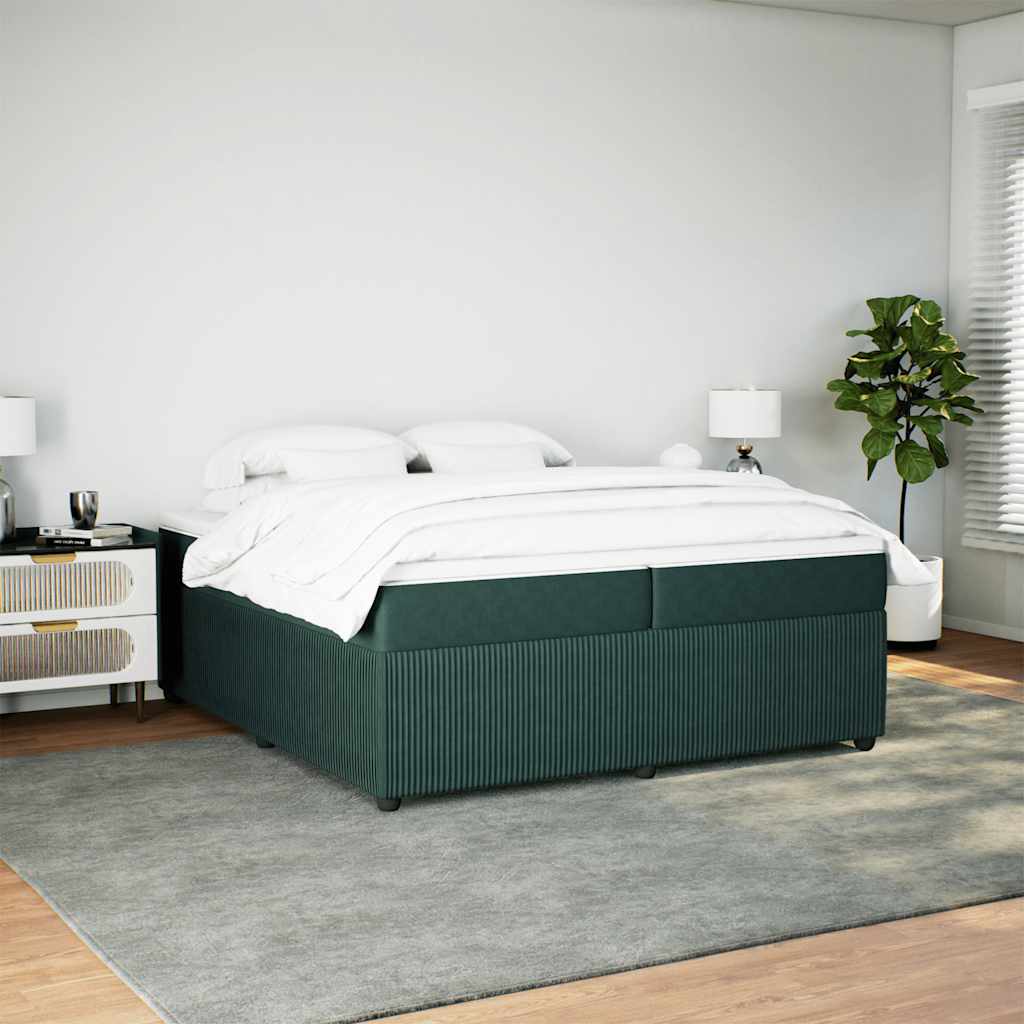 Boxspring met matras fluweel donkergroen 200x200 cm is nu te koop bij PeponiXL, paradijselijk wonen!