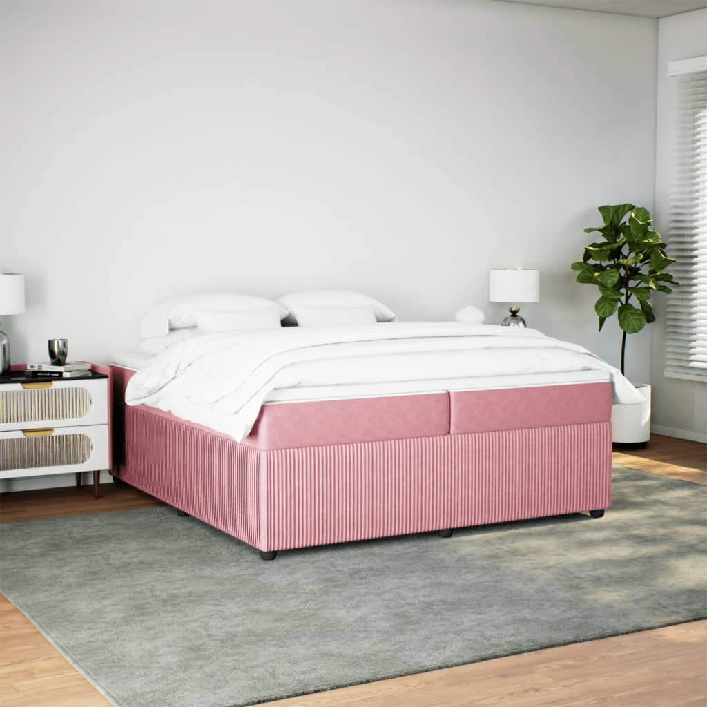 Boxspring met matras fluweel roze 200x200 cm is nu te koop bij PeponiXL, paradijselijk wonen!