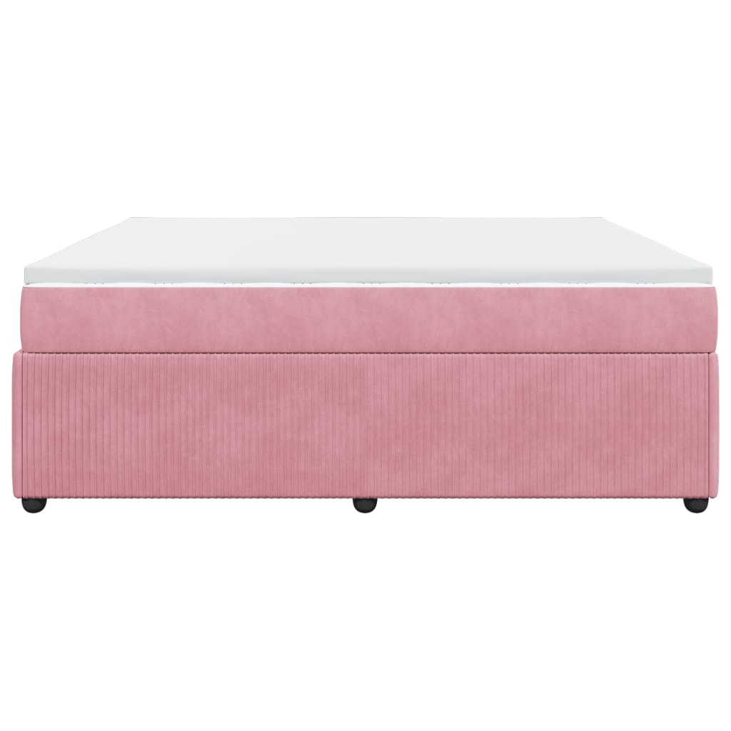 Boxspring met matras fluweel roze 200x200 cm is nu te koop bij PeponiXL, paradijselijk wonen!