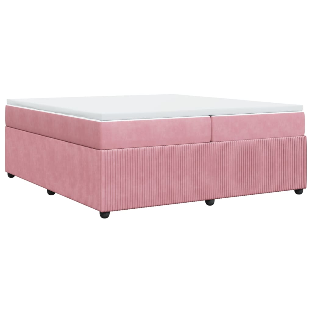 Boxspring met matras fluweel roze 200x200 cm is nu te koop bij PeponiXL, paradijselijk wonen!