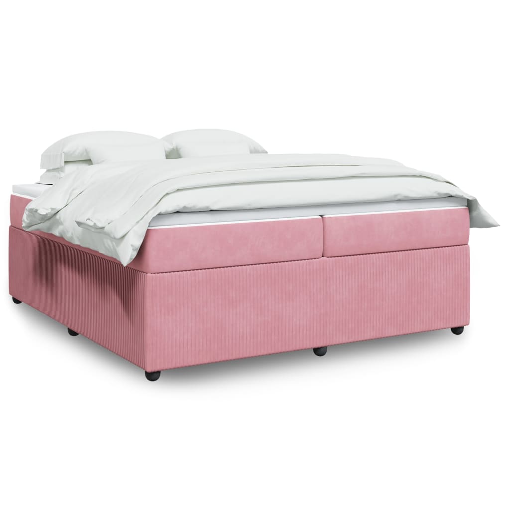 Boxspring met matras fluweel roze 200x200 cm is nu te koop bij PeponiXL, paradijselijk wonen!