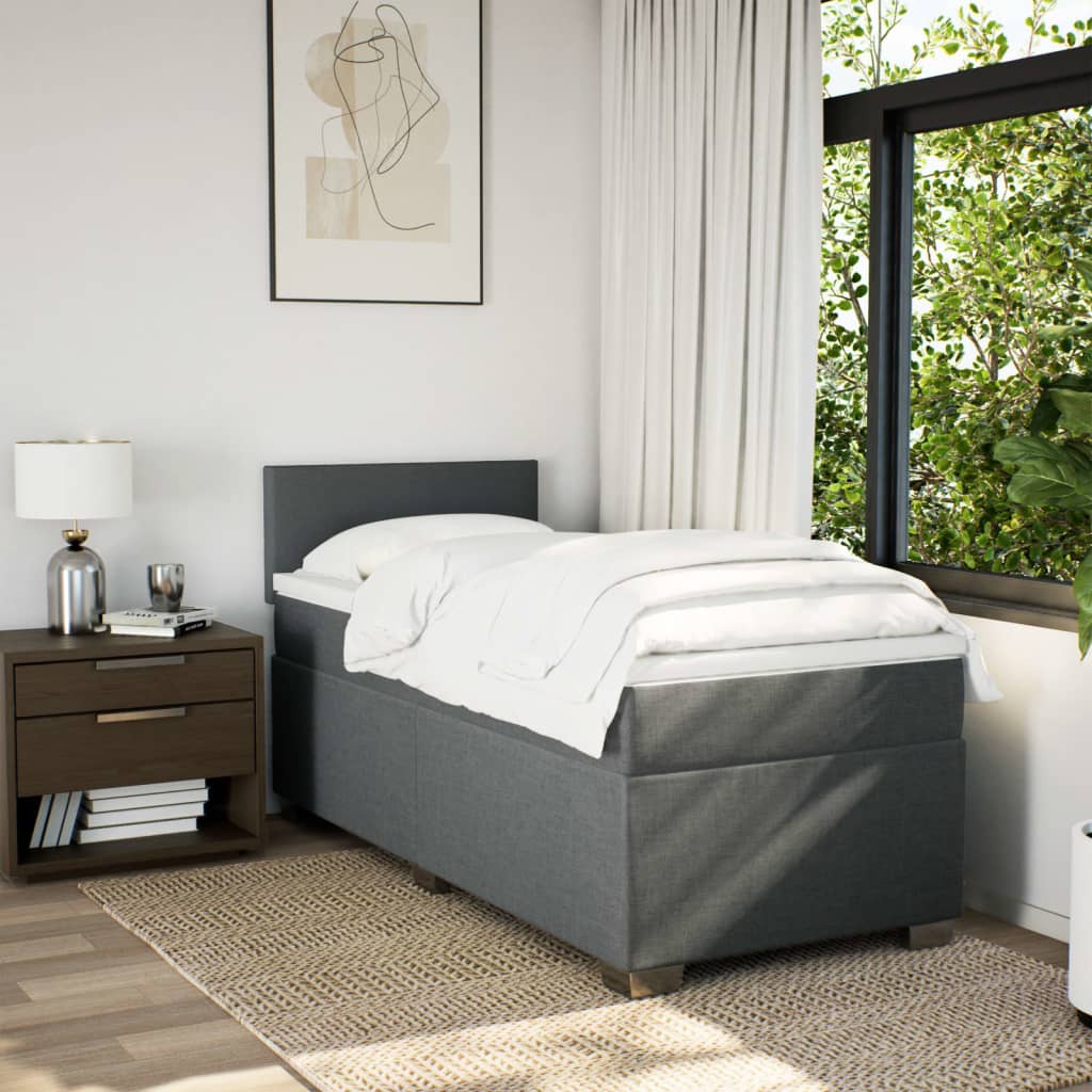 Boxspring met matras stof donkergrijs 80x200 cm is nu te koop bij PeponiXL, paradijselijk wonen!