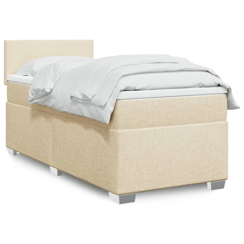Boxspring met matras stof crèmekleurig 80x200 cm is nu te koop bij PeponiXL, paradijselijk wonen!