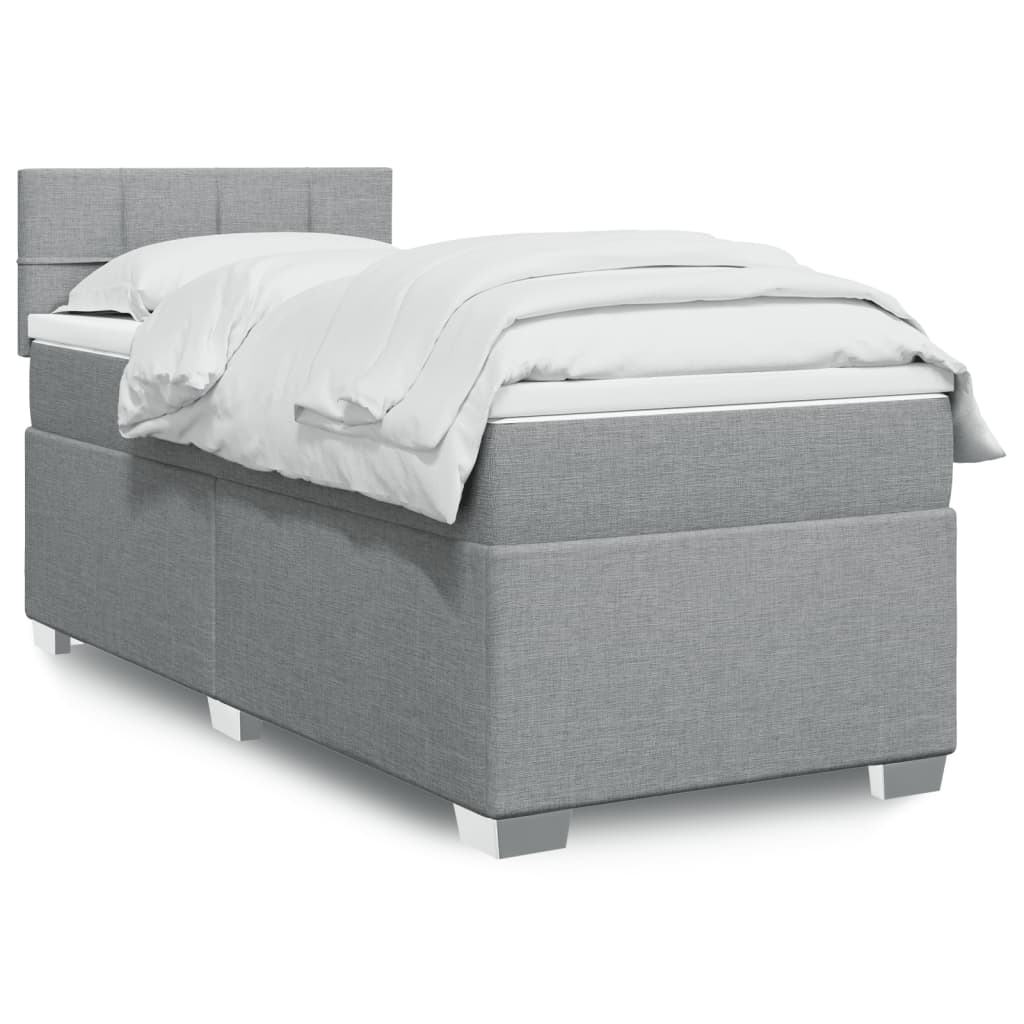 Boxspring met matras stof lichtgrijs 80x200 cm is nu te koop bij PeponiXL, paradijselijk wonen!