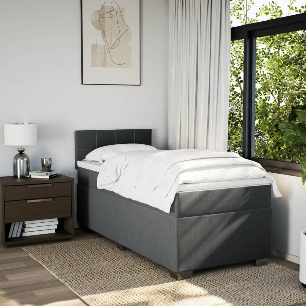 Boxspring met matras stof donkergrijs 80x200 cm is nu te koop bij PeponiXL, paradijselijk wonen!