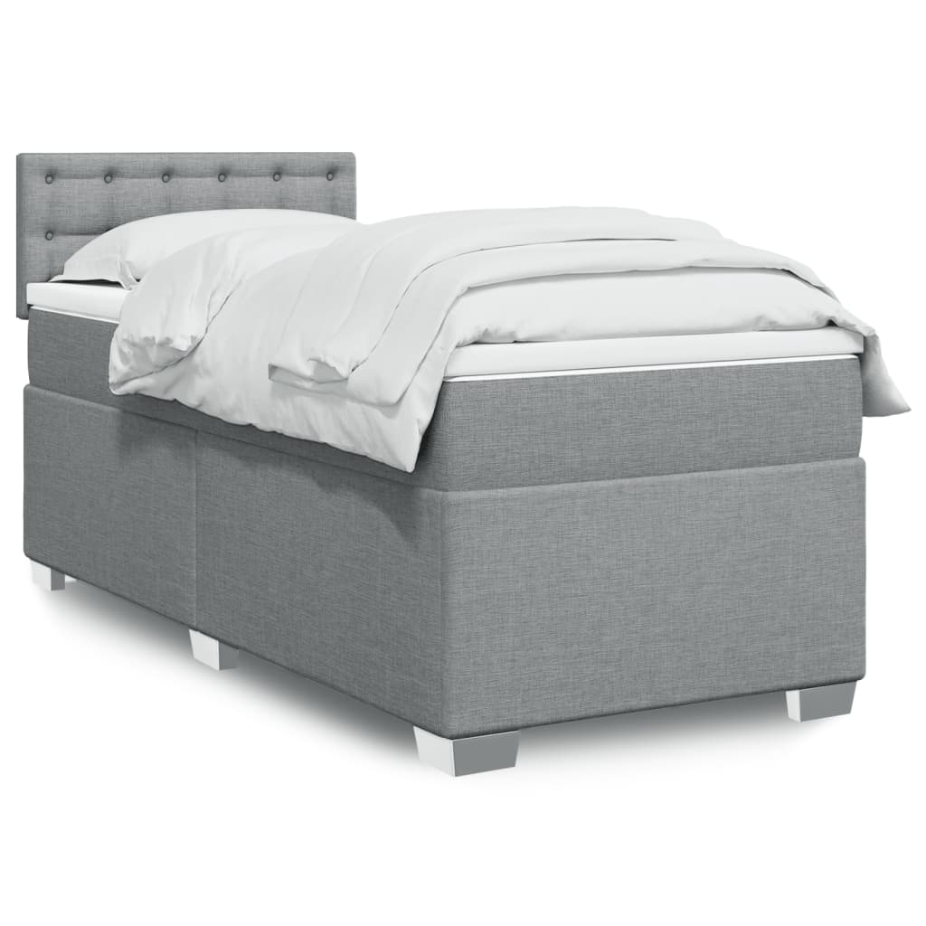 Boxspring met matras stof lichtgrijs 80x200 cm is nu te koop bij PeponiXL, paradijselijk wonen!