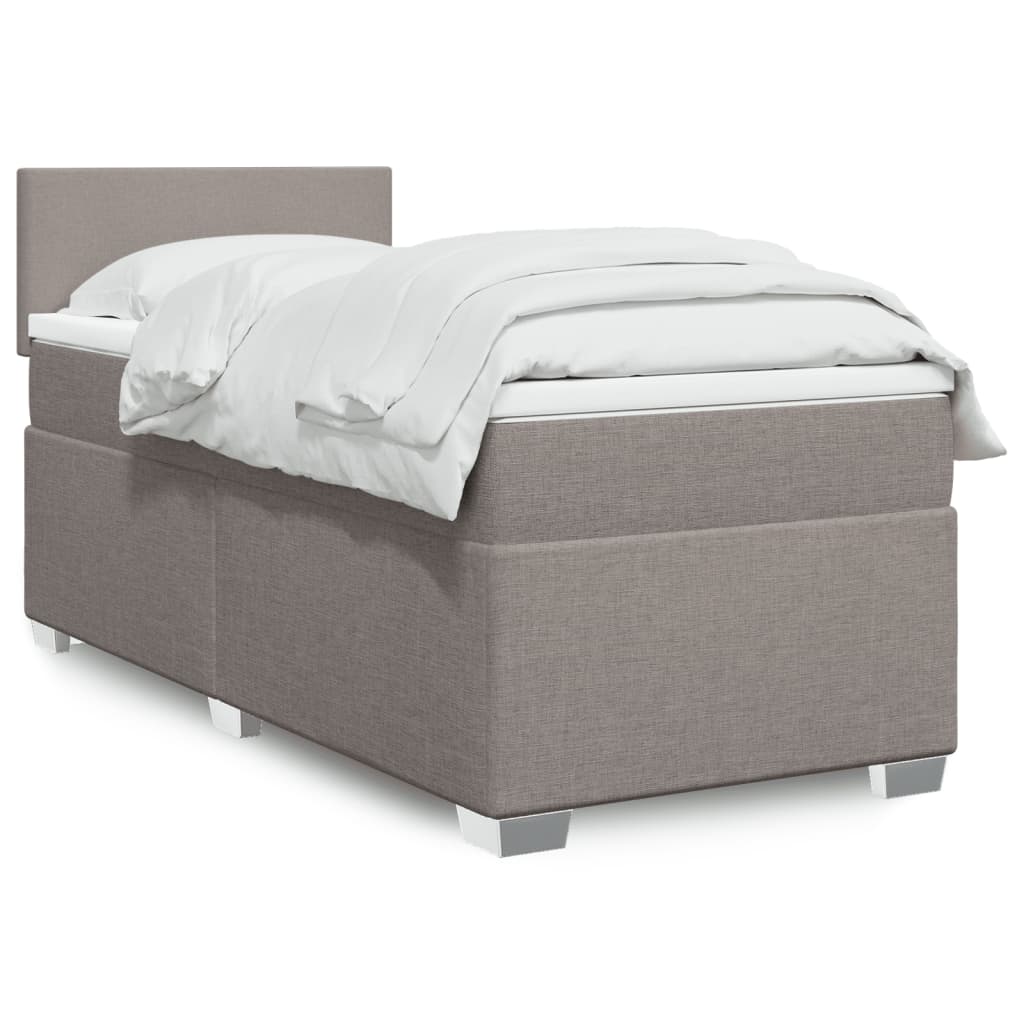 Boxspring met matras stof taupe 90x190 cm is nu te koop bij PeponiXL, paradijselijk wonen!