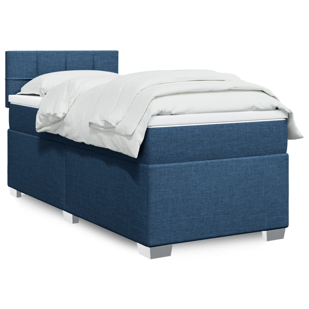 Boxspring met matras stof blauw 90x190 cm is nu te koop bij PeponiXL, paradijselijk wonen!