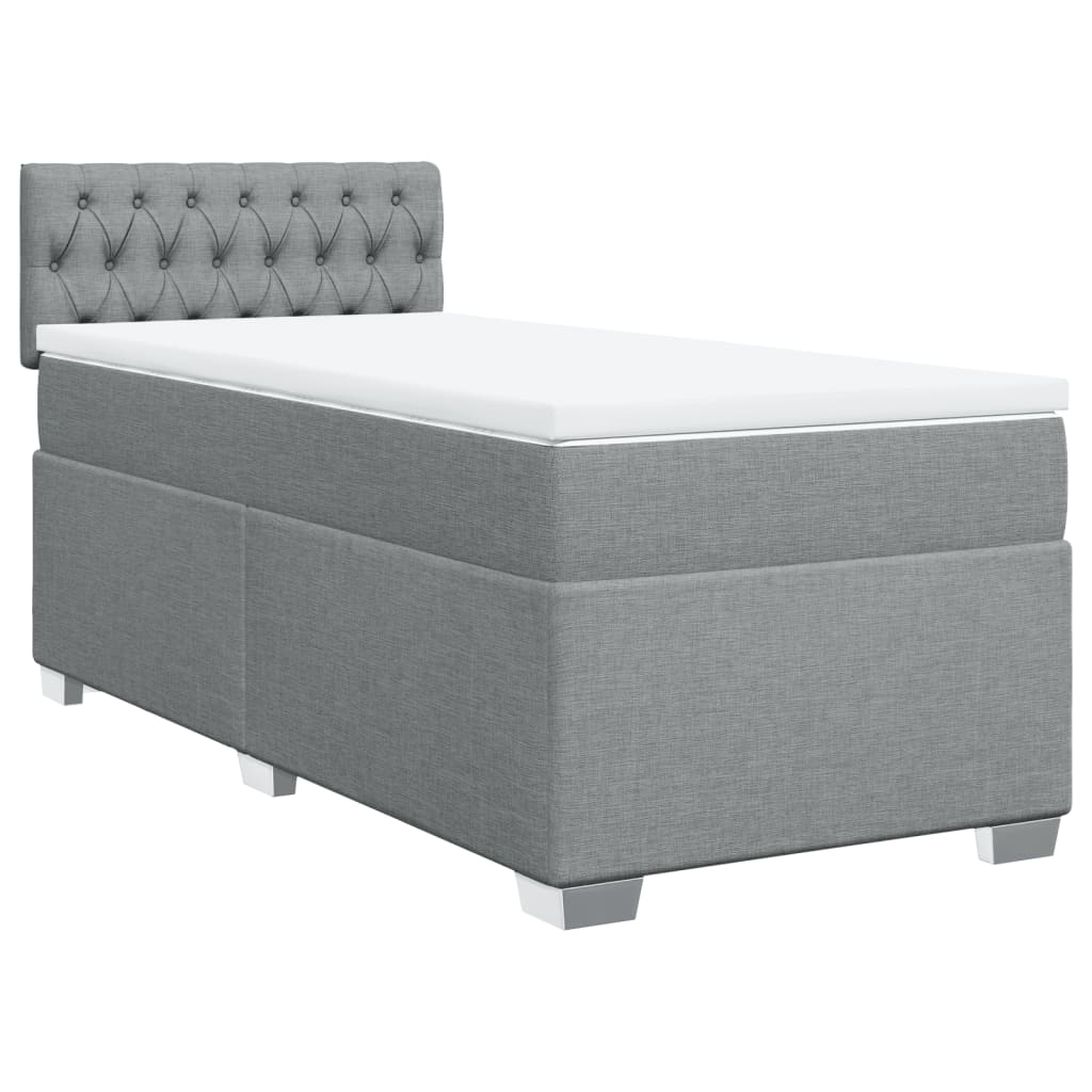 Boxspring met matras stof lichtgrijs 90x190 cm is nu te koop bij PeponiXL, paradijselijk wonen!
