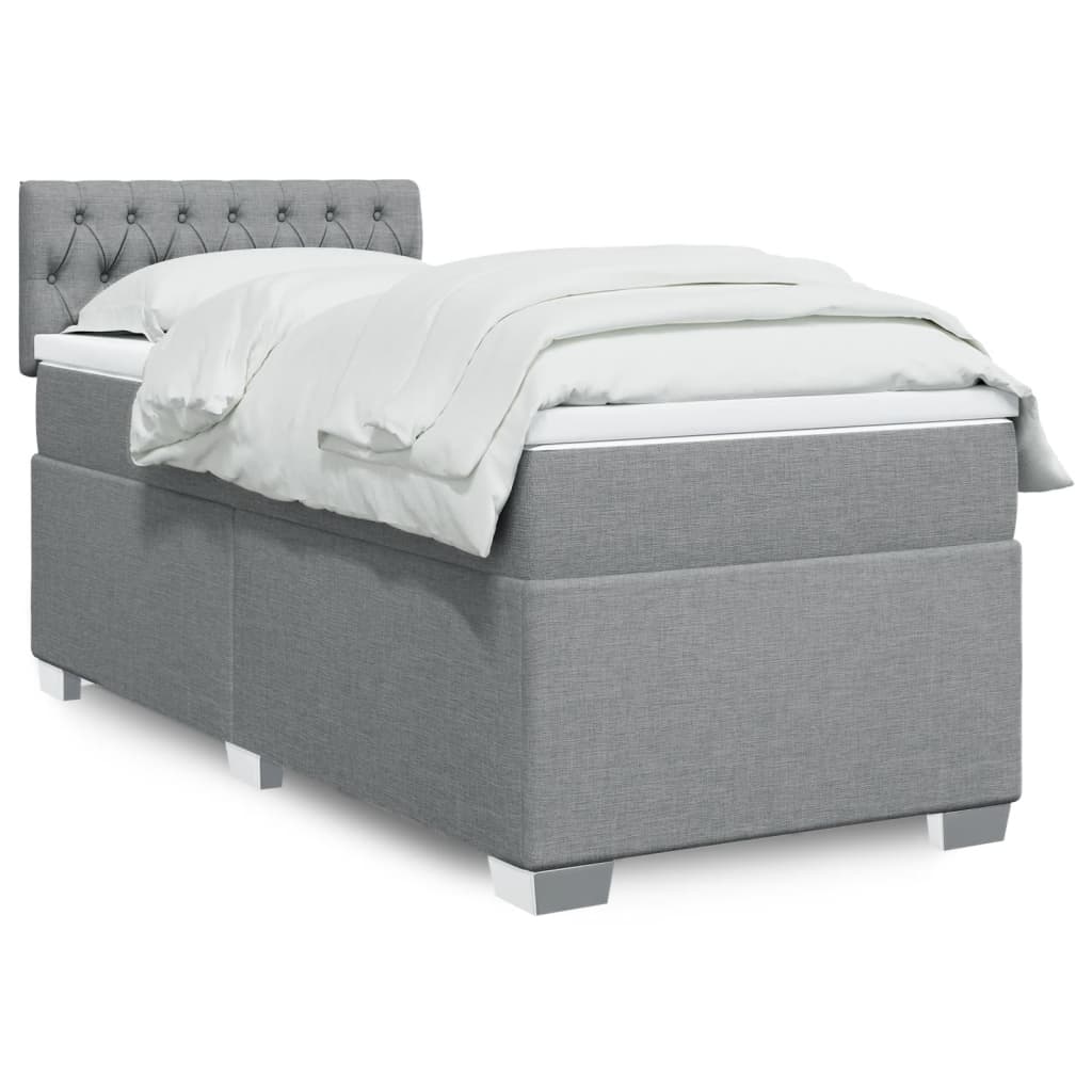 Boxspring met matras stof lichtgrijs 90x190 cm is nu te koop bij PeponiXL, paradijselijk wonen!
