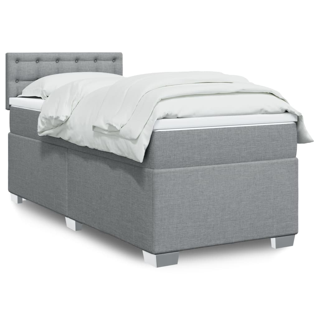 Boxspring met matras stof lichtgrijs 90x190 cm is nu te koop bij PeponiXL, paradijselijk wonen!