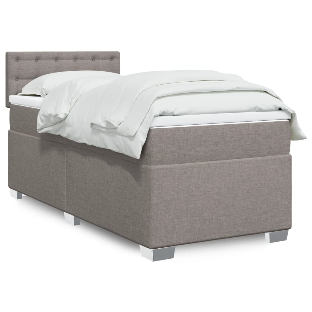 Boxspring met matras stof taupe 90x190 cm is nu te koop bij PeponiXL, paradijselijk wonen!