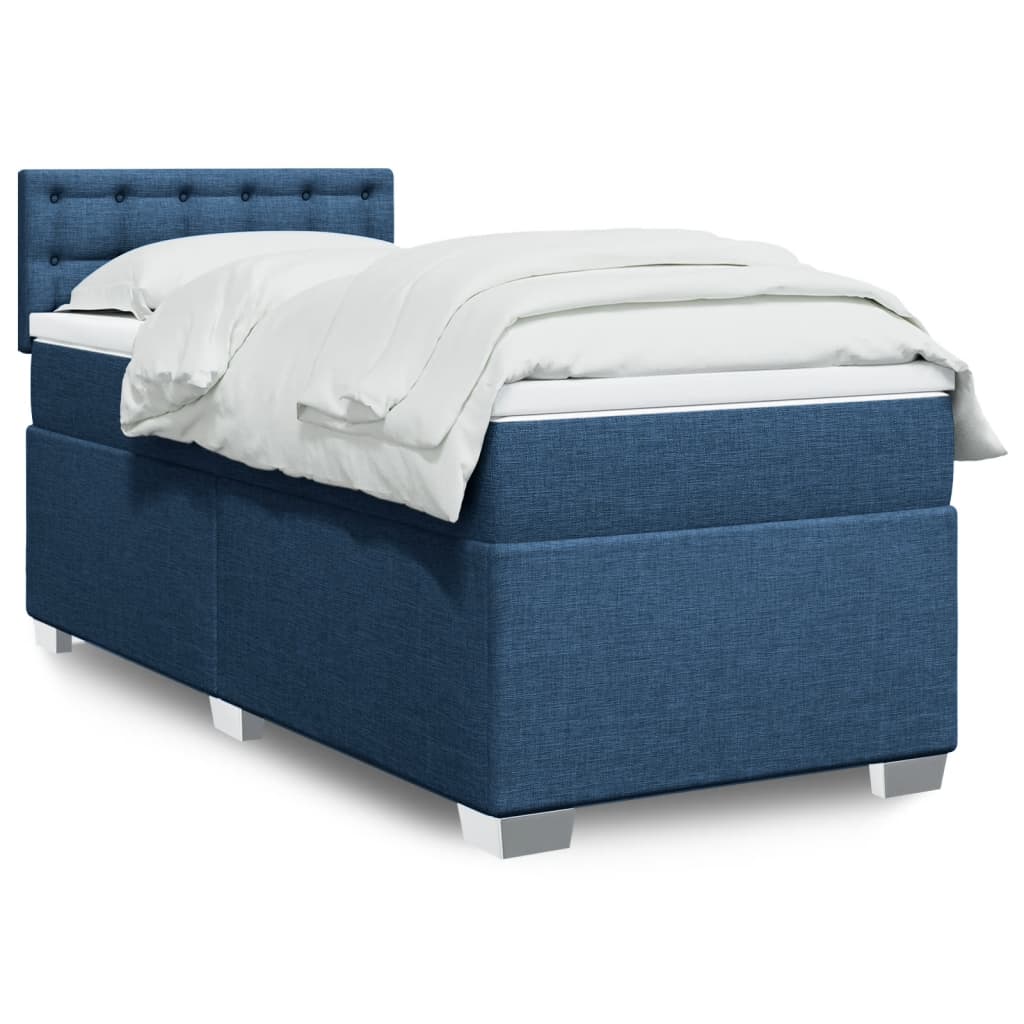 Boxspring met matras stof blauw 90x190 cm is nu te koop bij PeponiXL, paradijselijk wonen!