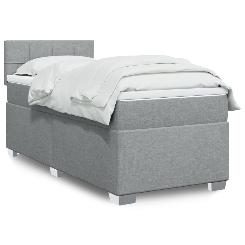 Boxspring met matras stof lichtgrijs 90x200 cm is nu te koop bij PeponiXL, paradijselijk wonen!
